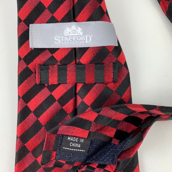 Stafford Silk Red Black Checker Tie Career - Picture 3 of 4